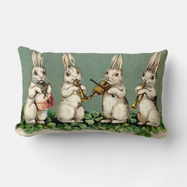 Coussin Rectangle Les Bunnies Vintages Jouant Des Instruments (Recto)