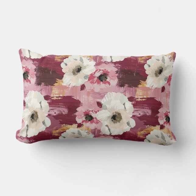 Coussin Rectangle Les charmants Camellias Abstraits (Recto)