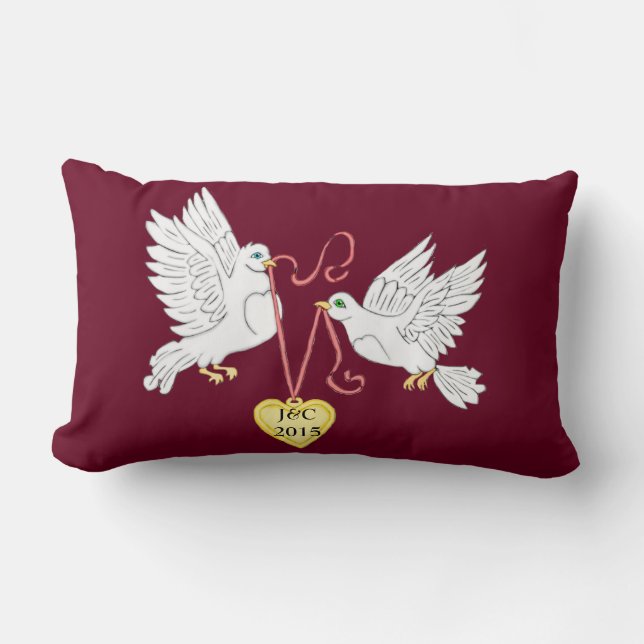 Coussin Rectangle Les colombes de l'amour personnalisent Lumbar Cous (Recto)