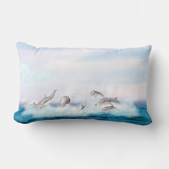 Coussin Rectangle Les dauphins qui sautent (Recto)