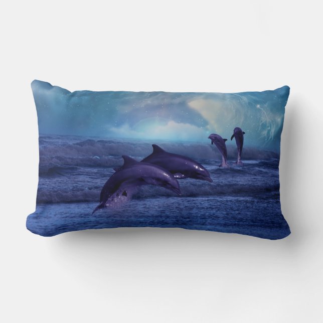Coussin Rectangle Les dauphins s'amusent et jouent (Recto)