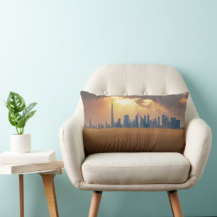 Coussin Rectangle Les déserts Vue Skyline de Dubaï depuis la dune