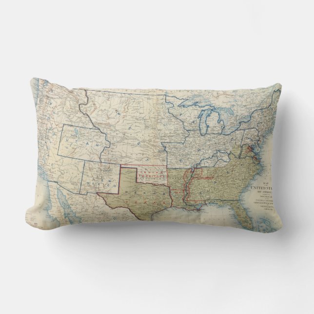 Coussin Rectangle Les Etats-Unis en juin 1861 (Recto)