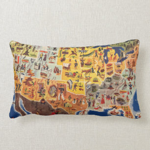 Coussin Rectangle Les Etats-Unis tracent - les vacances et le jeu