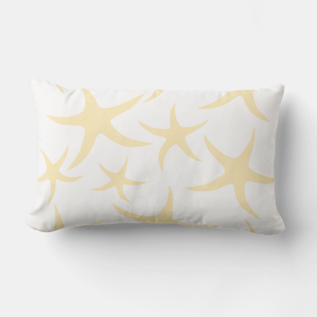 Coussin Rectangle Les étoiles de mer modèlent dans jaune en pastel (Recto)