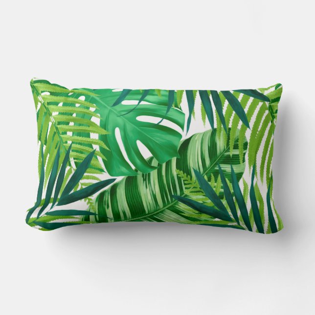 Coussin Rectangle Les Feuilles de Green Tropical (Recto)