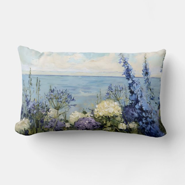 Coussin Rectangle Les fleurs et la peinture sur la mer (Recto)