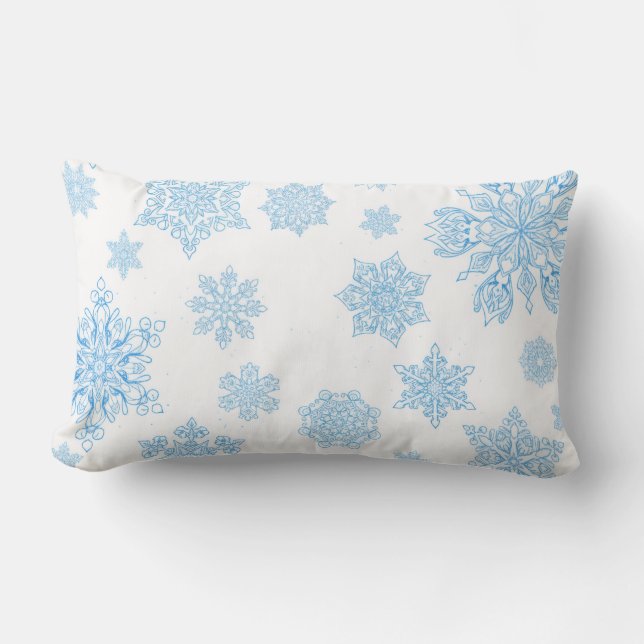 Coussin Rectangle Les flocons de neige tombent - (Recto)