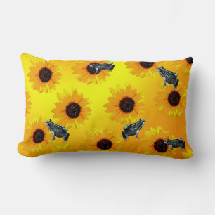 Coussin Rectangle "Les grenouilles et les tournesols : un Motif de l