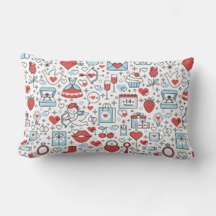 Coussin Rectangle Les icônes de la Saint Valentin lancent des oreill