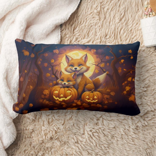 Coussin Rectangle Les mignons renards fêtent l'Halloween (Couverture)