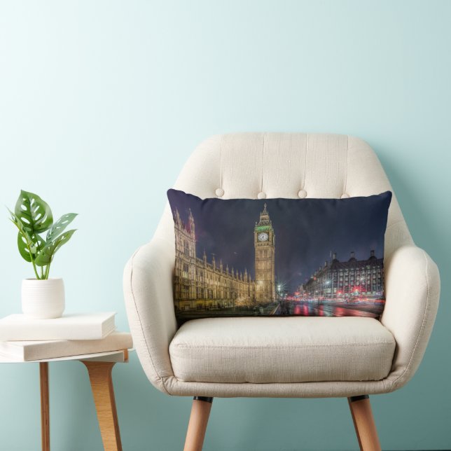 Coussin Rectangle Les monuments | Big Ben la nuit (Chaise)