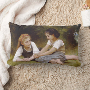 Coussin Rectangle Les Noisettes : Jeunes Filles ramassant des noiset