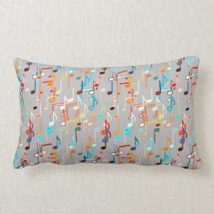 Coussin Rectangle Les notes musicales impriment - le gris moyen,
