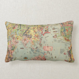 Coussin Rectangle Les parcours aériens du monde de carte du monde