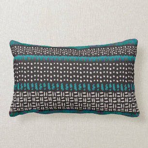 Coussin Rectangle Les points Turquoises noirs de Zigzags Motif