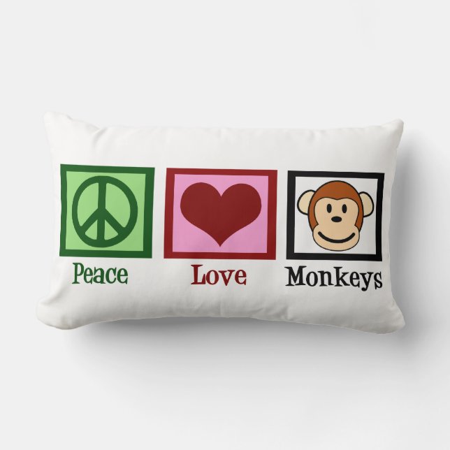Coussin Rectangle Les singes Peace Love (Recto)