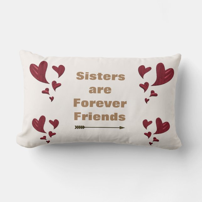 Coussin Rectangle Les soeurs sont pour toujours des amis Rouge Coeur (Recto)