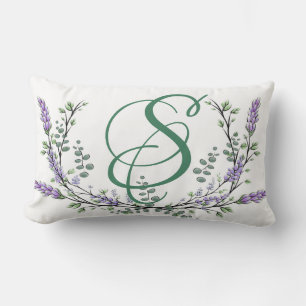 Coussin Rectangle Lettre alphabétique S Lavender Eucalyptus