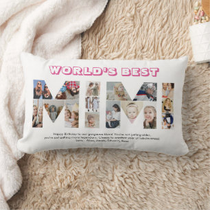 Coussin Rectangle Lettre Collage Photo Mimi Cutout Grand-mère Annive