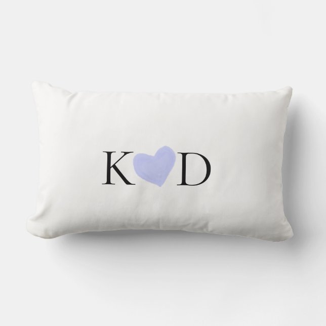 Coussin Rectangle lettre de nom de couple pastel aquarelle cœur viol (Recto)
