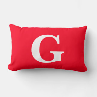 Coussin Rectangle Lettre initiale Monogramme Rouge Blanc Plaine Simp