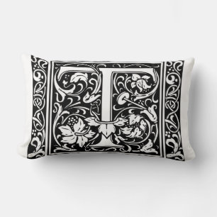 Coussin Rectangle Lettre T Monogramme Art Nouveau Médiéval