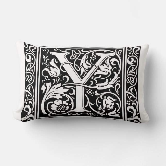 Coussin Rectangle Lettre Y Monogramme Art Nouveau Médiéval (Recto)