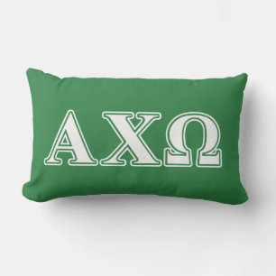 Coussin Rectangle Lettres blanches et vertes d'Alphi Chi Omega