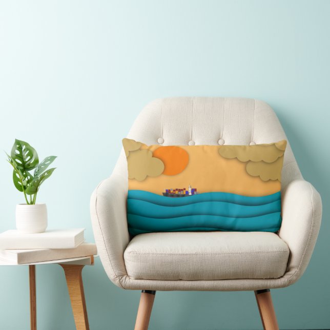 Coussin Rectangle Lever de soleil Océan Navire Soleil Coucher de sol (Chaise)