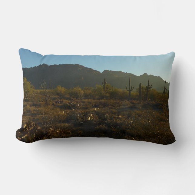 Coussin Rectangle Lever du soleil du Saguaro dans le parc national d (Recto)