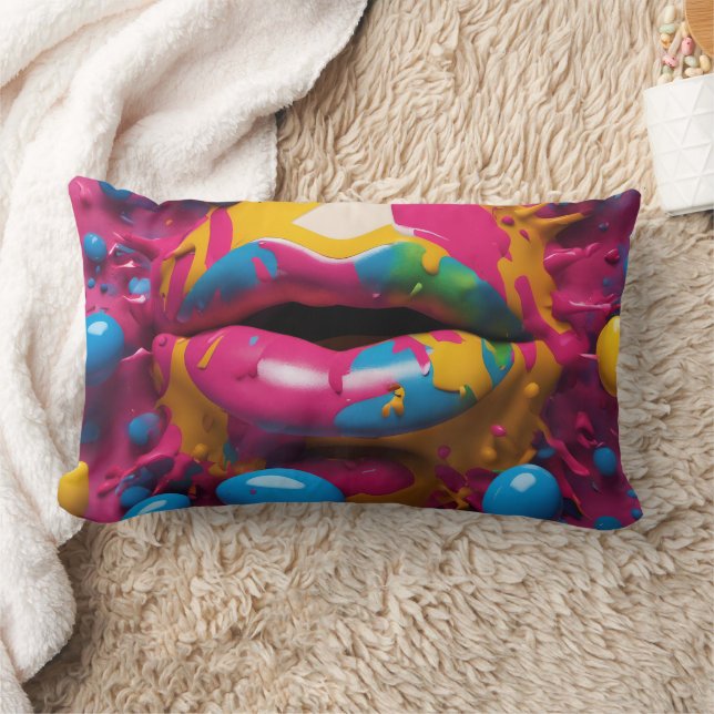 Coussin Rectangle Lèvres 3D - (Couverture)