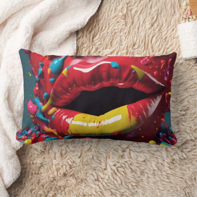 Coussin Rectangle Lèvres 3D Abstrait - (Couverture)