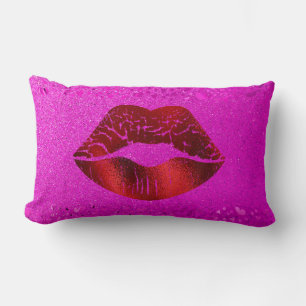 Coussin Rectangle Lèvres en feuille rouge audacieuse Moderne simple