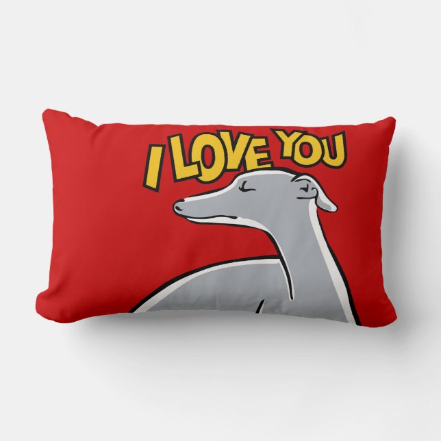Coussin Rectangle Lévrier stylisé "I love You" (Recto)