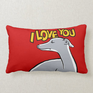 Coussin Rectangle Lévrier stylisé "I love You"