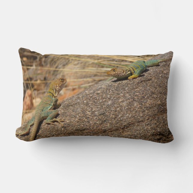 Coussin Rectangle Lézards à collier occidentaux au Colorado (Recto)