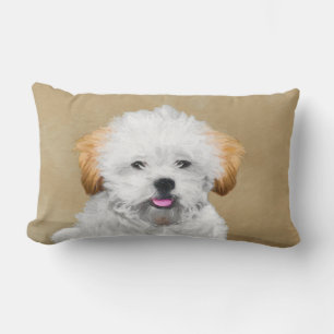 Coussin Rectangle Lhasa Apso Puppy Peinture - Cute Original Chien Ar