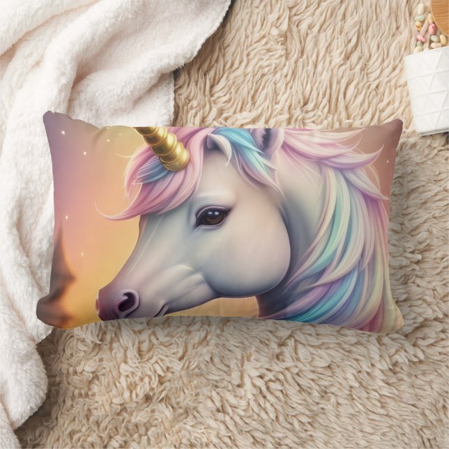 Coussin Rectangle Licorne Arc-en-Ciel Magique Personnalisée (Couverture)