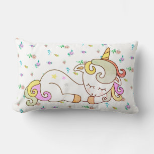 Coussin Rectangle Licorne Arc-en-Ciel Nom Personnalisé Réversible Ro