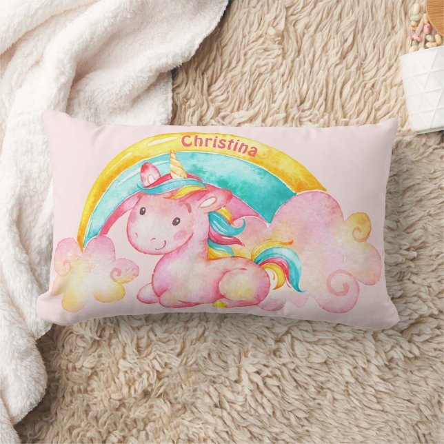 Coussin Rectangle Licorne et Cœur Arc-en-ciel (Couverture)