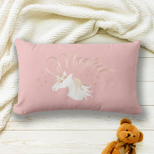 Coussin Rectangle Licorne Magique Rose Moderne Personnalisée