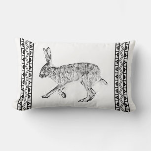 Coussin Rectangle Lièvre de Jackrabbit du Sud-Ouest et Montagnes Géo