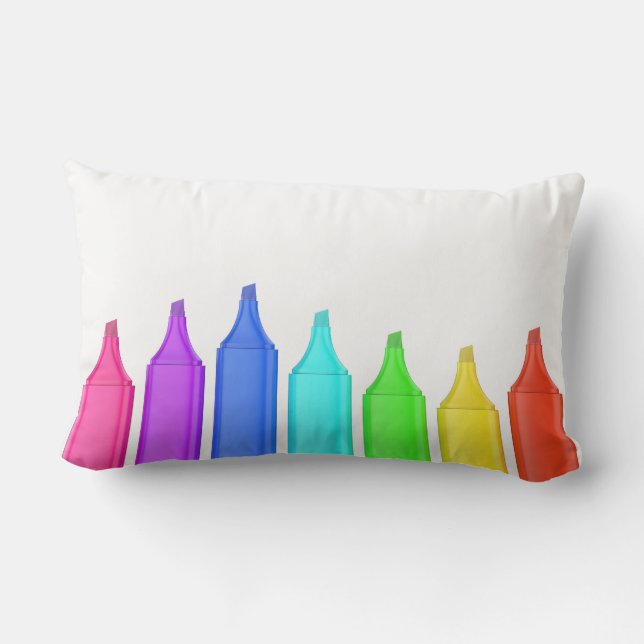 Coussin Rectangle Ligne de sept marqueurs dans des couleurs différen (Verso)