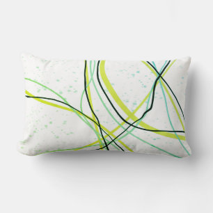 Coussin Rectangle ligne moderne minimaliste vert, bleu et noir