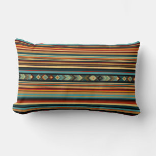 Coussin Rectangle Lignes Artisan Tribal Chaudes