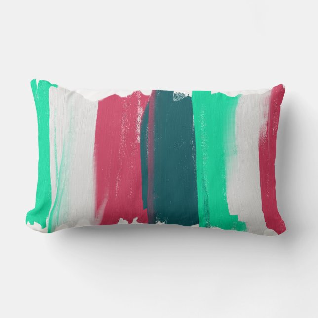 Coussin Rectangle Lignes d'art Abstrait Grandes Coral Turquoise Cush (Recto)