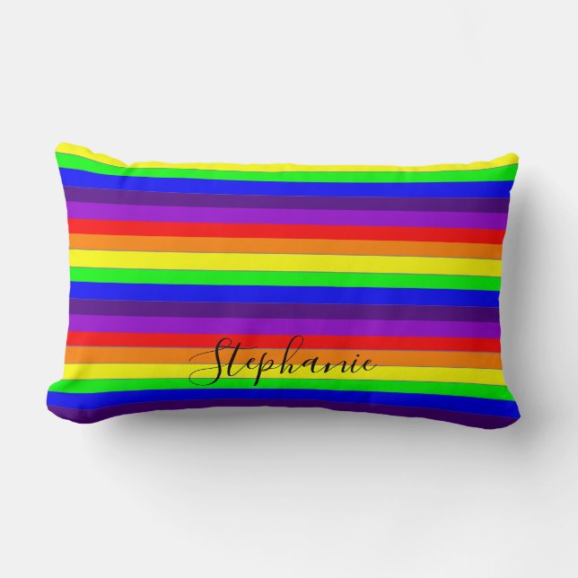 Coussin Rectangle Lignes de bandes de couleur arc-en-ciel Cool Monog (Recto)