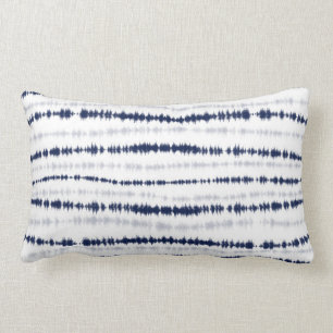 Coussin Rectangle Lignes horizontales Abstraites de Shibori bleu