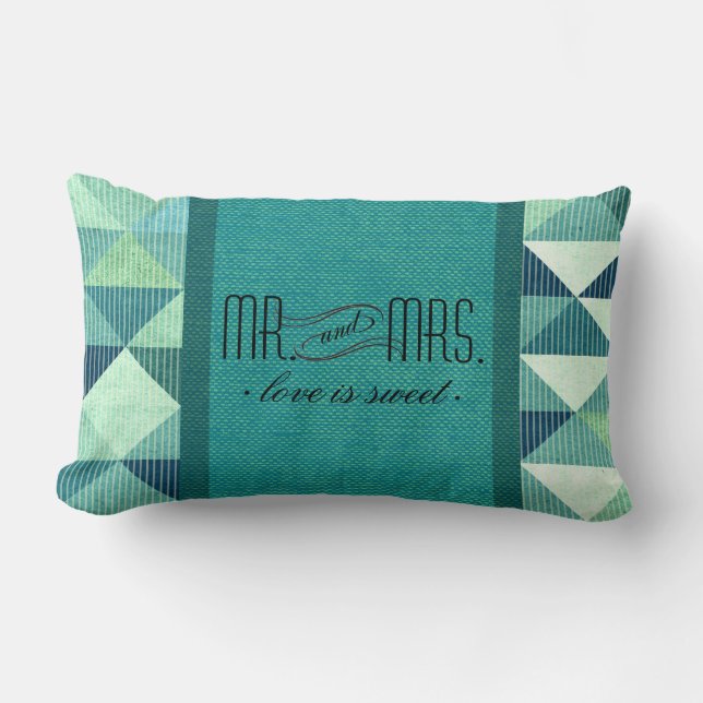 Coussin Rectangle Lignes modernes M. et Mme géométriques sarcelle (Recto)